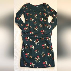 Old Navy Maternity Long-Sleeve Jersey-Knit Bodycon Dress, Small, Green Floral